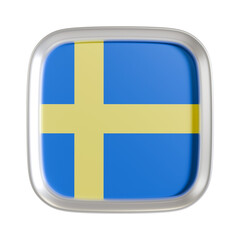 Obraz premium Sweden flag 3d square icon.