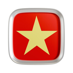 Vietnam flag 3d square icon.