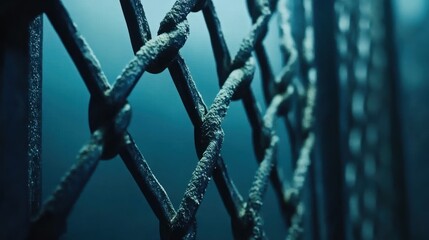 Close-up of aged metal fence