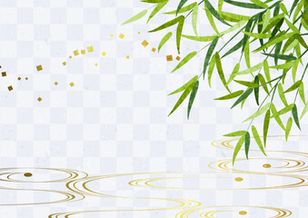 笹の葉、背景、和風、市松模様、かわいい、イラスト、横