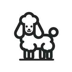 Cute Poodle Logo, Flat Design Icon, Minimal Style, Bold Outline, Vector Illustration