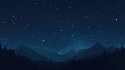 Fototapeta premium Starry Night Mountain Forest