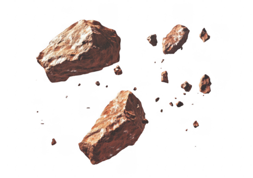 Asteroid Field in Space,  3D Render of Space Rocks