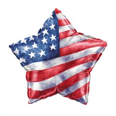 Fototapeta premium Patriotic Star: A festive balloon in the shape of a star, adorned with the iconic stars and stripes of the American flag, symbolizing patriotism and national pride.