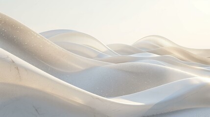 Abstract White Marble Landscape: Smooth, Wavy Curves Under Soft Sunlight