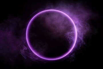 vector purple circle in cloud of smoke on black background vector realistic illustration of round frame shimmering