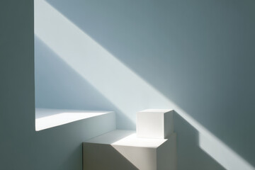 serene composition showcasing bright sunny minimalism emphasizing geometric shapes and clean lines