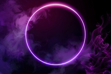 vector purple circle in cloud of smoke on black background vector realistic illustration of round frame shimmering