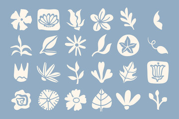Botanical icon, symbol of plant leaf and flower. Pottery elements, contemporary decorative icon, vector illustration