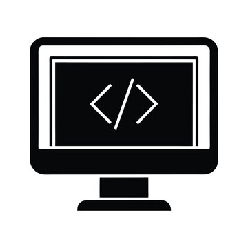 Monitor With Code Icon Vector Illustration