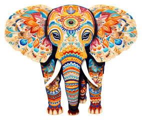 Obraz premium PNG The elephant in embroidery style animal mammal art.