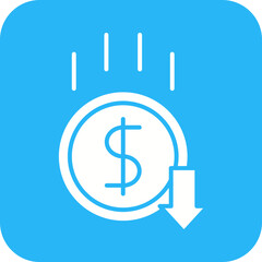 Currency Down icon vector image. Suitable for mobile apps, web apps and print media.