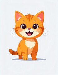 Fototapeta premium Kitten orange smiling happy with simple background