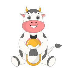 Cute Baby Cow Character. Vector Cartoon Illustration.
