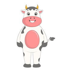 Cute Baby Cow Character. Vector Cartoon Illustration.