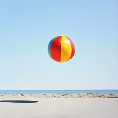 Beach Ball Minimalist Photography: Summer Vacation, Ocean, Sky