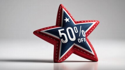Star of Savings: A patriotic star design with a prominent "50% OFF" text on it, highlighting a promotional deal, discount, or special offer.