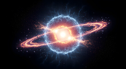 Fototapeta premium Celestial Inferno: A Fiery Cosmic Dance of Energy and Light