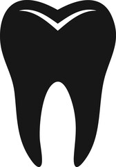 Vector Illustration of a Full Black Tooth Silhouette in Minimalist Style – Dental Healthcare Symbol and Medical Icon for Clinics, Apps, and Informational Graphics
