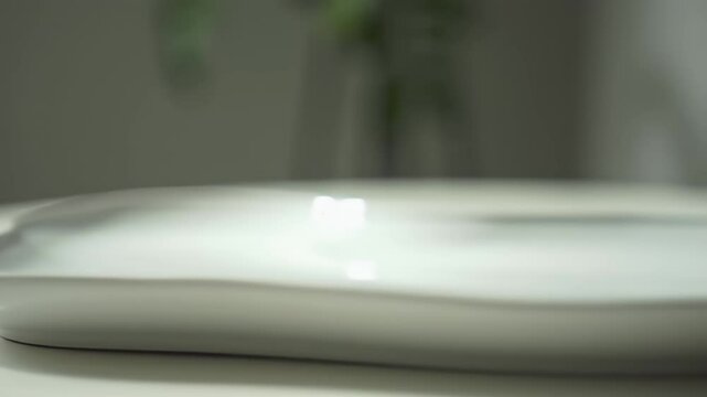 Empty white rectangular tray on a table