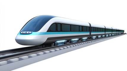 Naklejka premium High-Speed Maglev Train Network Reducing Carbon Emissions Isolated on White Background. Cutout.
