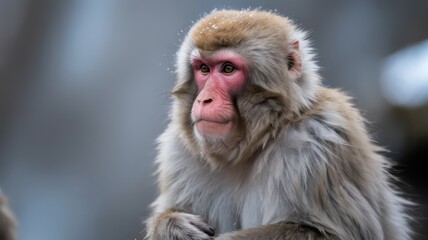 Naklejka premium A serene axolotl swims in pale blue water, its feathery gills radiating with soft reddish hues.