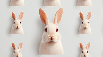 Obraz premium White rabbits in a repeating pattern