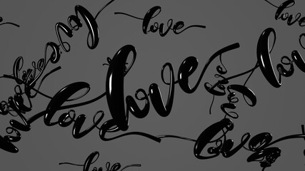 Text Loves in black.
3DCG abstract 3D illustration.
