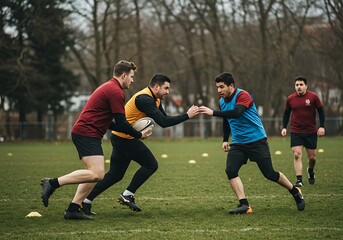 Obraz premium Rugby Rush: Winter Training AI Generated