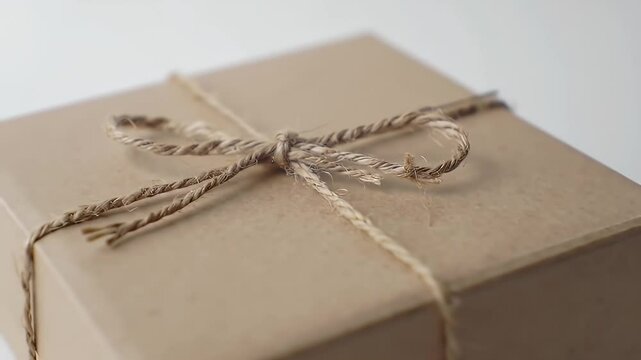 Simple kraft gift box tied with twine