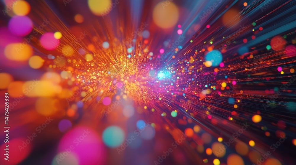 Poster abstract colorful light streaks and bokeh effect creating a vibrant and dynamic visual display of en