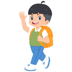 Cartoon illustration of a smiling school child boy with backpack