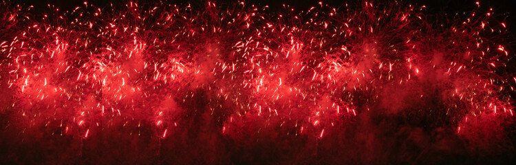 Banner Red Firework celebrate anniversary happy new year 2025 4th of july holiday festival. Banner...