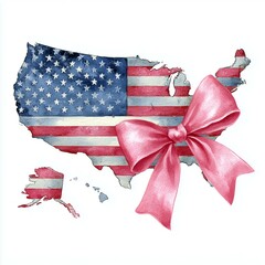 Fototapeta premium A map of the USA in the colors of the american flag 