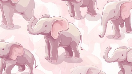 Cute pink elephants pattern