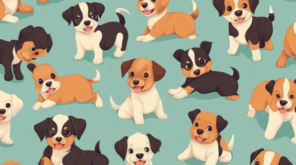 Obraz premium Adorable puppy pattern
