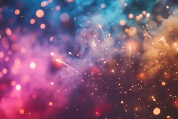 Colorful fireworks light up the night sky in a vibrant display celebrating special occasions, Colorful fireworks exploding in the night sky Celebrations and events in bright colors