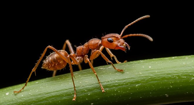 Red Ant Macro Photography Tiny Creature Dark Background
