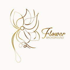 Elegant Golden Floral Background Design with Delicate Flowers and Leaves