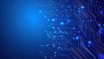 Abstract Blue Technology Background Digital Circuit Board Pattern for Tech Designs