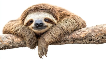 Fototapeta premium Sleepy sloth isolated on white background