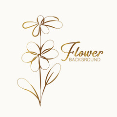 Elegant Golden Floral Background Design with Delicate Flowers and Leaves
