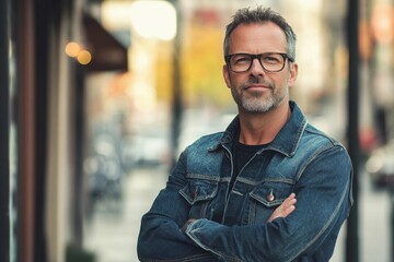 high detail picture of mature handsome man standing