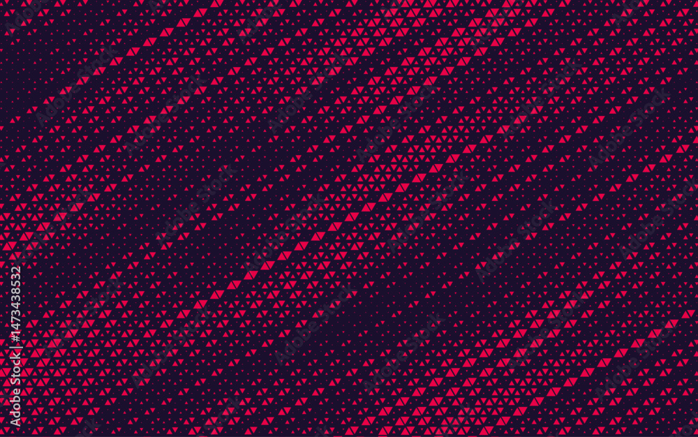 Aufkleber Abstract background with red triangle dots. Triangle halftone geometric background. Halftone triangular retro 80s pattern. Diagonal stripe retro background with triangular dots.	