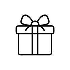 Gift Box Icon – Present Package Outline with Bow Symbol