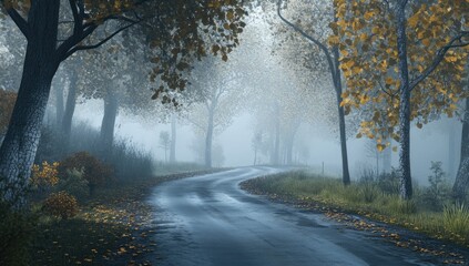 Obraz premium Misty Autumn Road