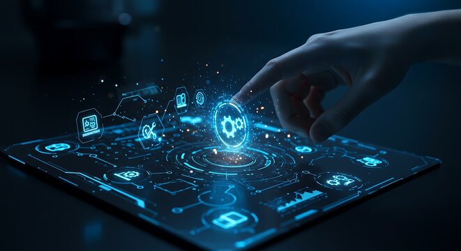 Interacting with Digital Interface on Tablet Display with Finger Touch - Powered by Adobe