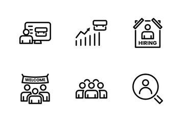 Hiring Process Line Icons. Recruitment, Job Application, Interview, Candidate Selection Vector Set