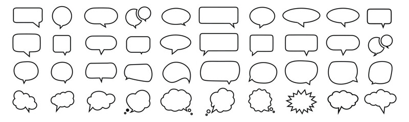 Speech bubble collection. Set of speech bubble. Speech bubble comic. Line art speech bubbles. speech bubble comic signs.	
