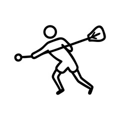 Lacrosse Player Icon , Minimalist Sports Illustration in Black Outline